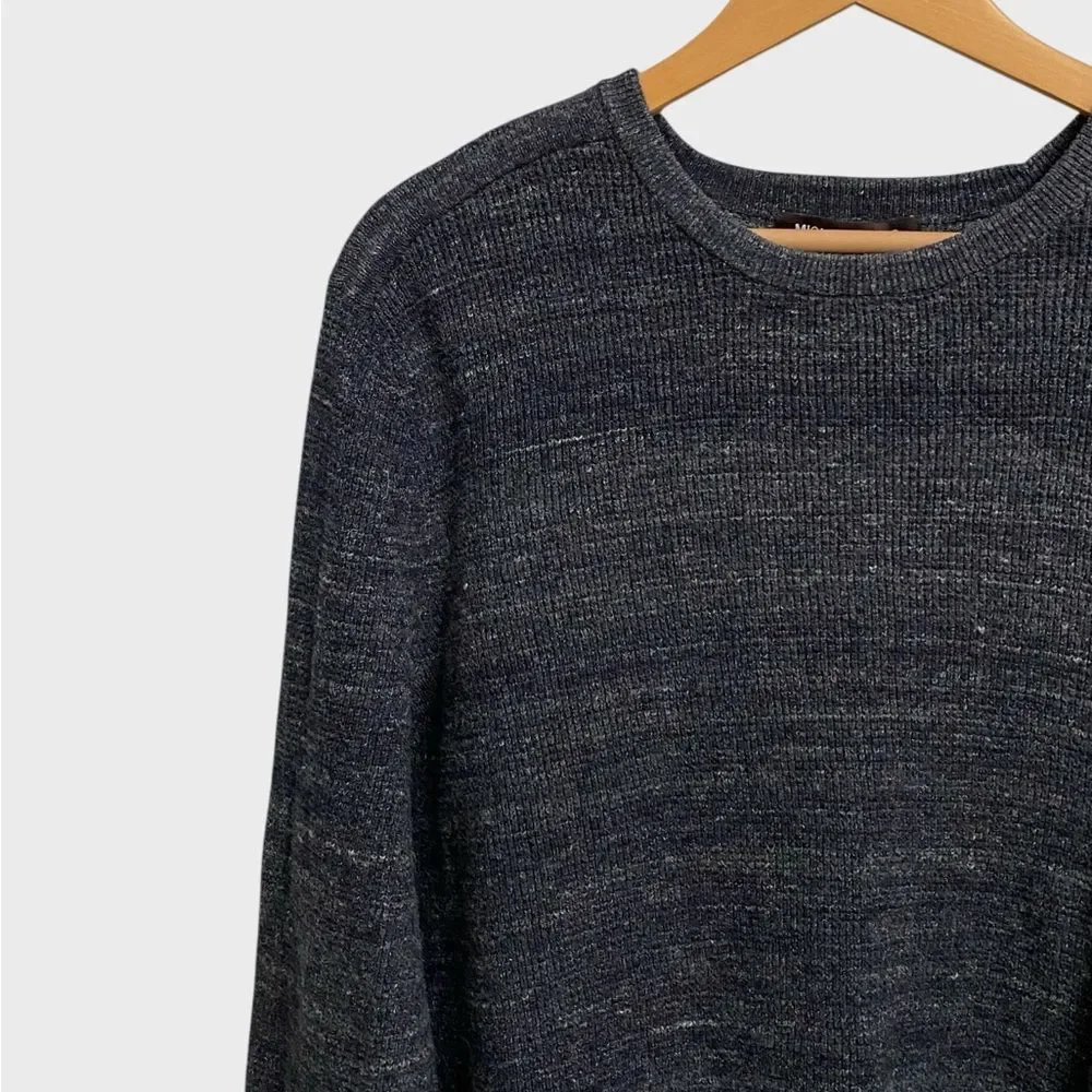 Michael Kors Men's Wool Blend Charcoal Melange Crewneck Sweater Size XL Textured